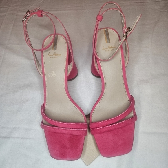 Sam Edelman Kia Fuschia Suede Heeled Sandals Retail $140 Sz 9 - Picture 10 of 16